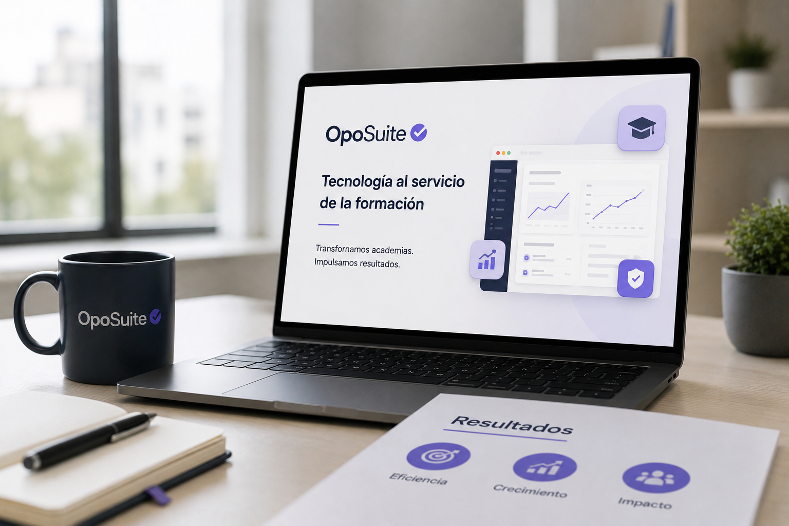 Plataforma OpoSuite para academias de oposiciones mostrando una solución digital preparada para evolucionar y optimizar la gestión académica